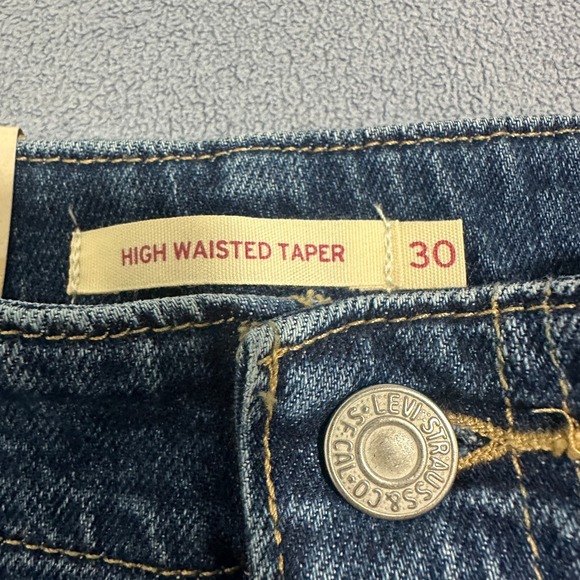 Levi's High Waisted Tapered Leg Jeans Denim Stretch Blue Womens Size 30 x 29 - Picture 8 of 16